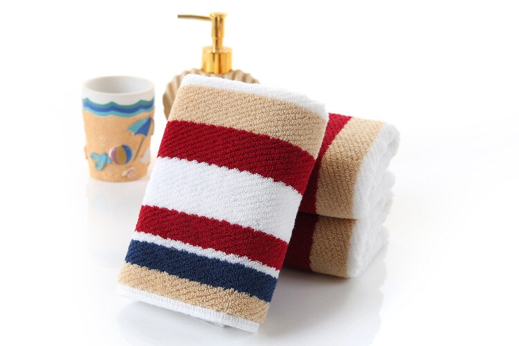 Color stripe Face Towel 100% Cotton 34 * 74cm Soft Towel Terry Absorbent washcloths Home Kitchen Tea Towels 2pcs