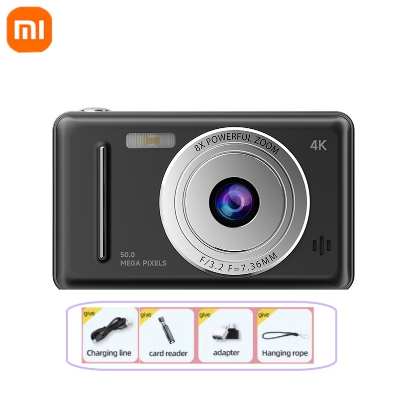 Xiaomi-cámara Digital 4K Retro CCD, tarjeta portátil, cámara de nivel de entrada, cámara Dual Flash, 50 millones de píxeles, enfoque automático: Naranja
