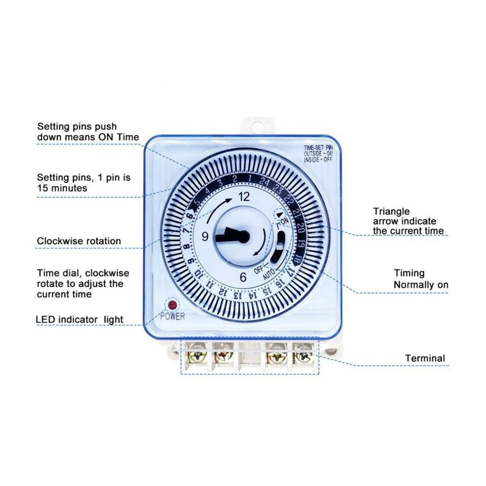 Temporizador mecánico, interruptor de tiempo de cableado Industrial, 230V, 50Hz, 16A, Panel de sincronización, pared, interruptor Industrial, suministros de cableado