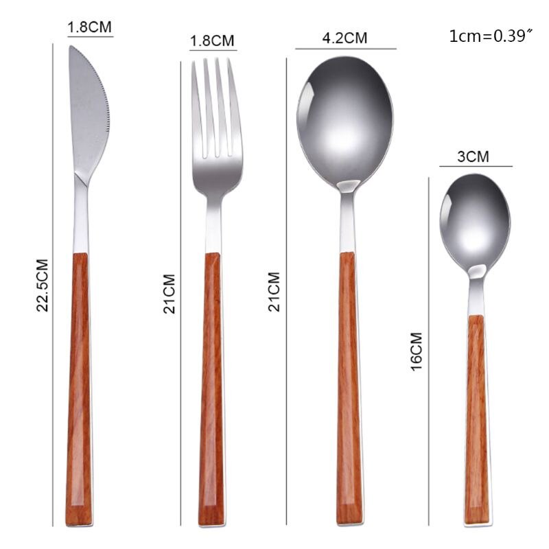 4 Stks/set Rvs Bestek Servies Marmer Houtnerf Vork Lepel Mes 69HC