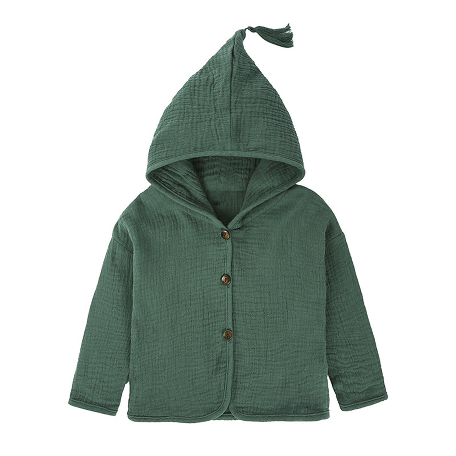 Peuter Infant Baby Kids Meisjes Jongens Solid Warm Hooded Jas Outfits Kleding Pure Kleur Katoen Crêpe Capuchon Vest: Green  / 110