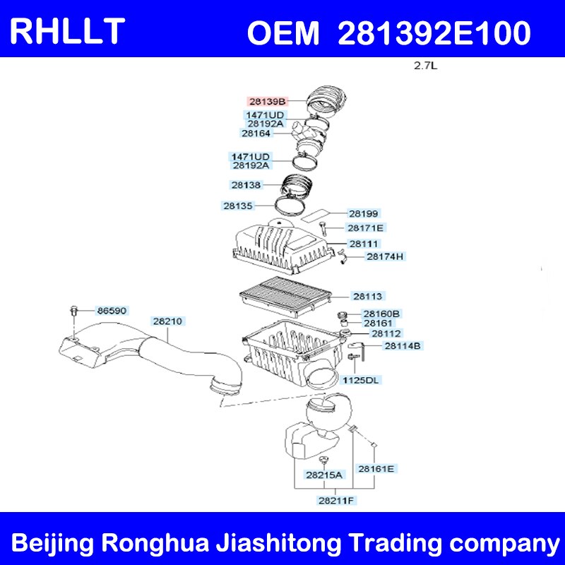 original OEM 281392E100 FOR KIA Sportage FOR Hyundai Tucson ,Luftschlauch,Schlauch,Luftleitung