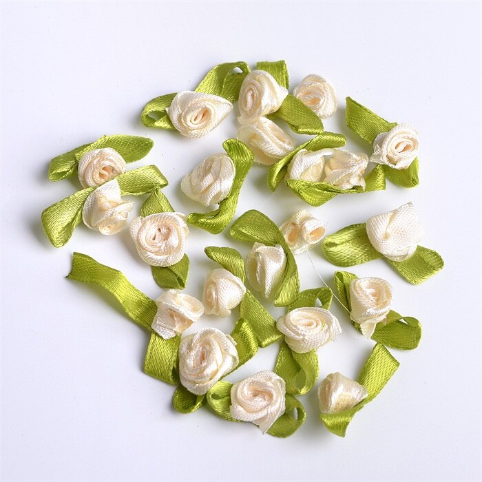 Mini Roses artificielles en soie, 500 pièces, 1.5cm, ruban en Satin, fleurs, fait à la main, décoration de mariage: Milk white