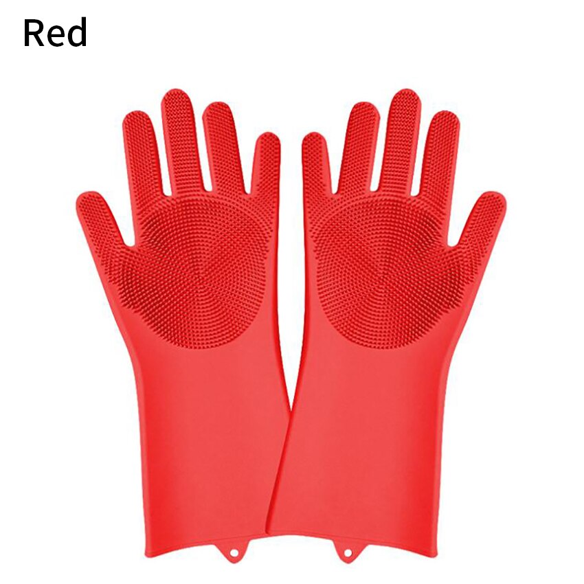 Guantes de lavado de platos, estropajo de cocina de silicona, guantes de limpieza para platos, suministros de Herramientas de limpieza del hogar,: Red
