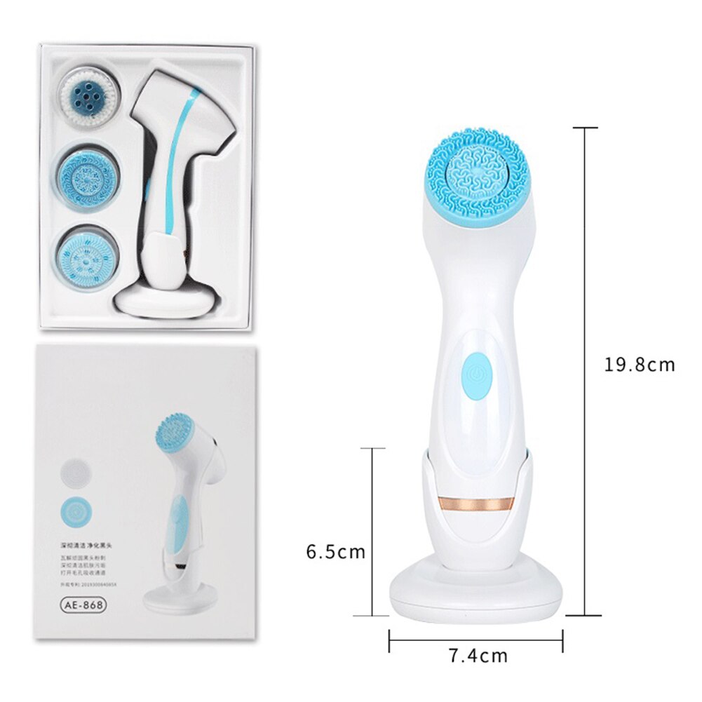 Limpiador Facial eléctrico cepillo de lavado impermeable de silicona masaje Facial limpiador de poros profundos eliminación de puntos negros lavado Facial