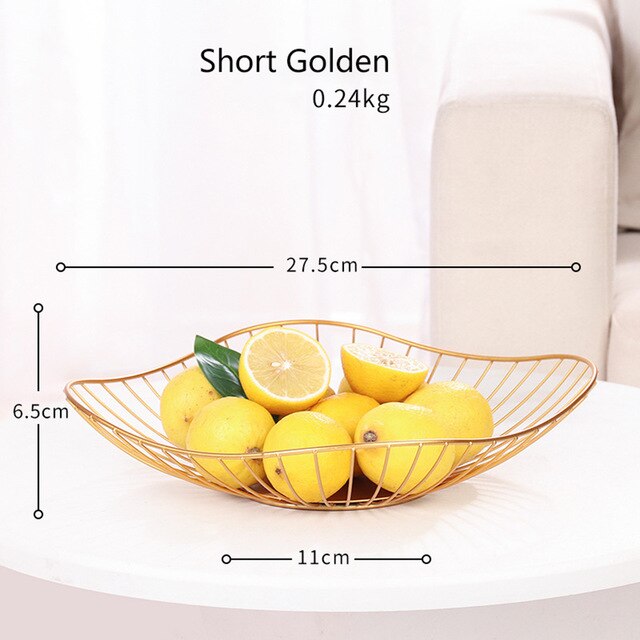 Nordic Eenvoudige Smeedijzeren Golden Hollow Fruitmand Creatieve Huis Woonkamer Fruitmand Voor Thuis Diy: Gold