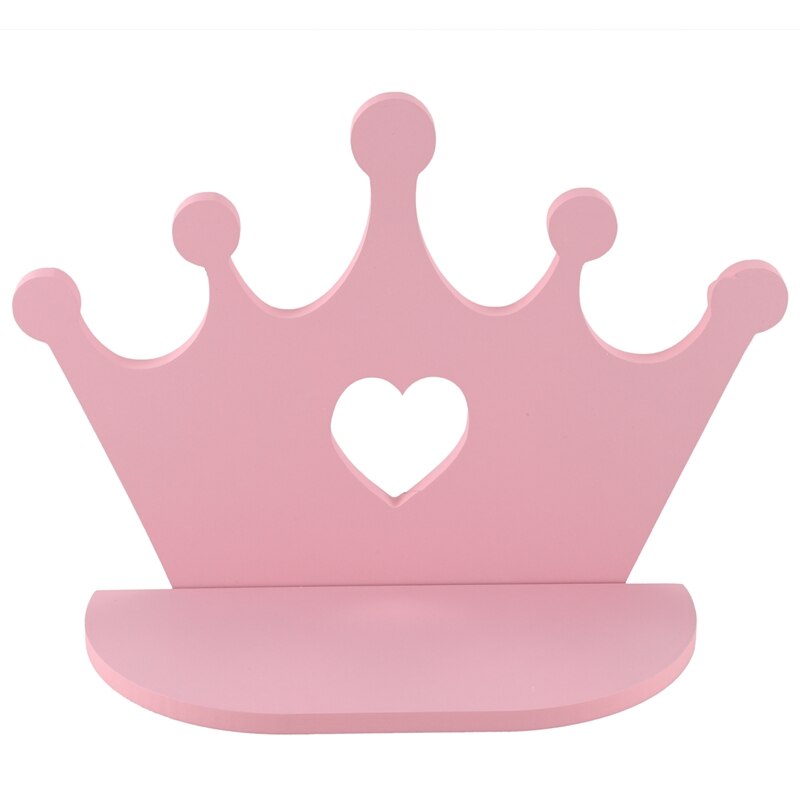 Pink Wooden Crown Wall Shelf for Princess Room Daughter Girls Room Decoration Best Nursery Doll Toys Shelves: Default Title