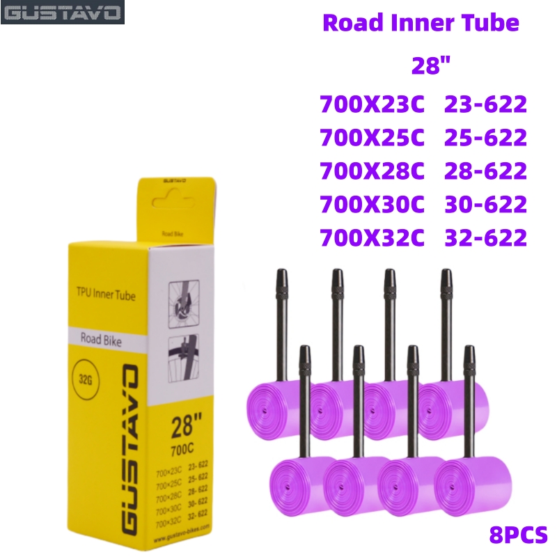 GUSTAVO Gravel Road Bike Inner Tube 700c X 23-32 / 35-50c TPU Material Tire MTB 29x1.5-1.95C 45mm 65mm Length French Valve: Red / 40mm