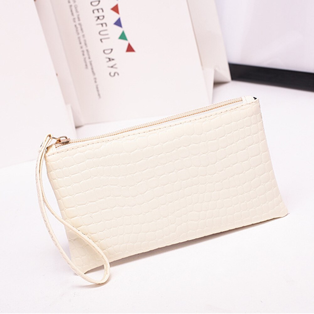 Mode Pu Leer Vrouwen Portemonnee Lange Pu Lederen Meerdere Kaarten Houder Clutch Vrouwelijke Portemonnee Portemonnee: WHITE