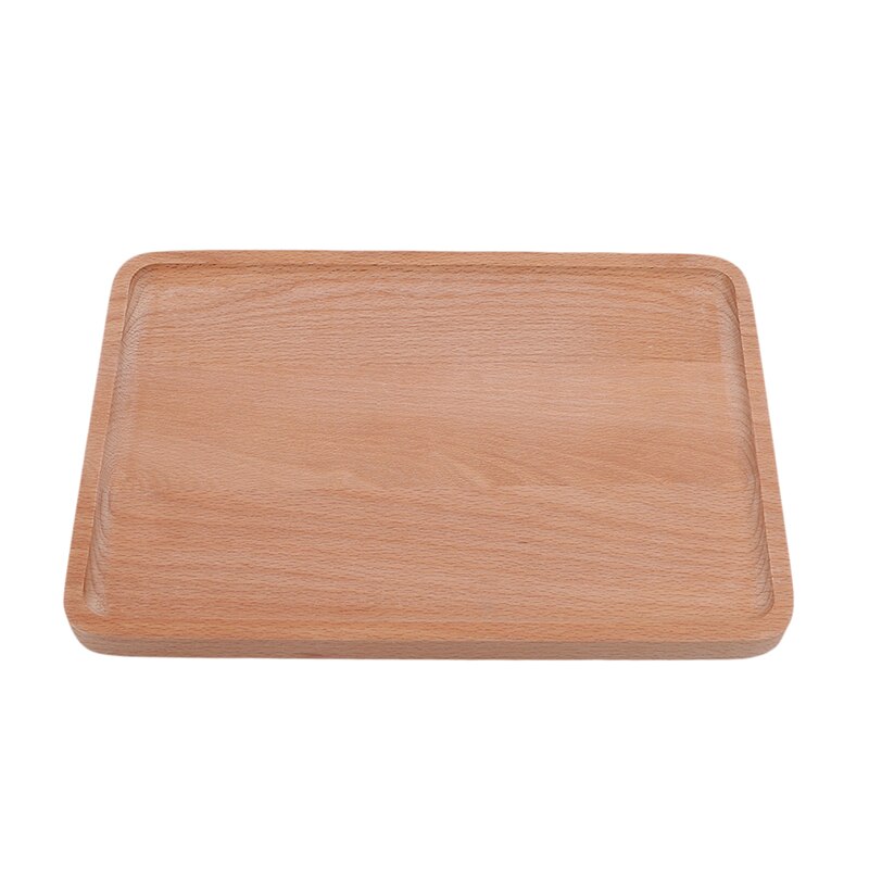 1pc Round Rectangular Wooden Tray Breakfast Food Dinner Dessert Tea Tray Wood Tray Family Kitchen Accessories Organizer: L