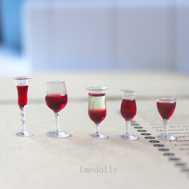 4PCS 1/12 Dollhouse Miniature Tazza di Bottiglia di Vino di Vetro Modello per OB11 BJD Casa di Bambola Giochi Di Imitazione Bambini Accessori Da Cucina Giocattolo: mix 5 pcs