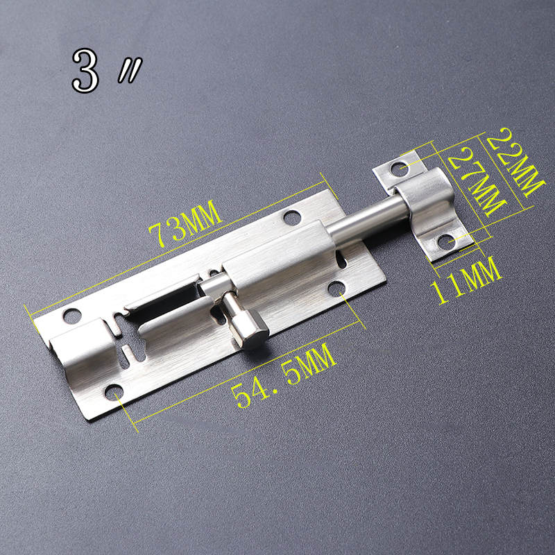 1Pc 2/3/4/5/6/8/10/12 Inch Long Silver Stainless Steel Door Latch Sliding Lock Barrel Bolt Latch Hasp Stapler Gate Safety Lock: 3 inch