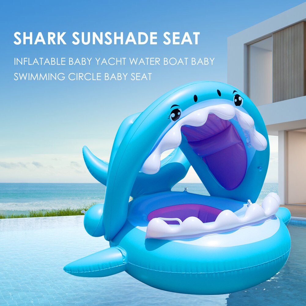 Kids Inflatable Shark Seat Toy Swimming Ring Pool Floating Row Water Bed Float Summer Cool Party Water Playing Sports Toys