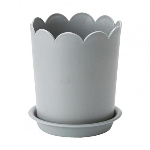 50%HOTFlowerpot All Match Bright-colored Plastic Petal Edge Large Opening Flower Planter for Home: Grey / M