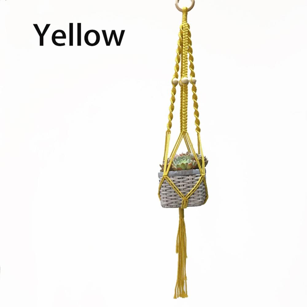 handmade macrame plant hanger balcony macrame plant hanger macrane pot tray: Yellow