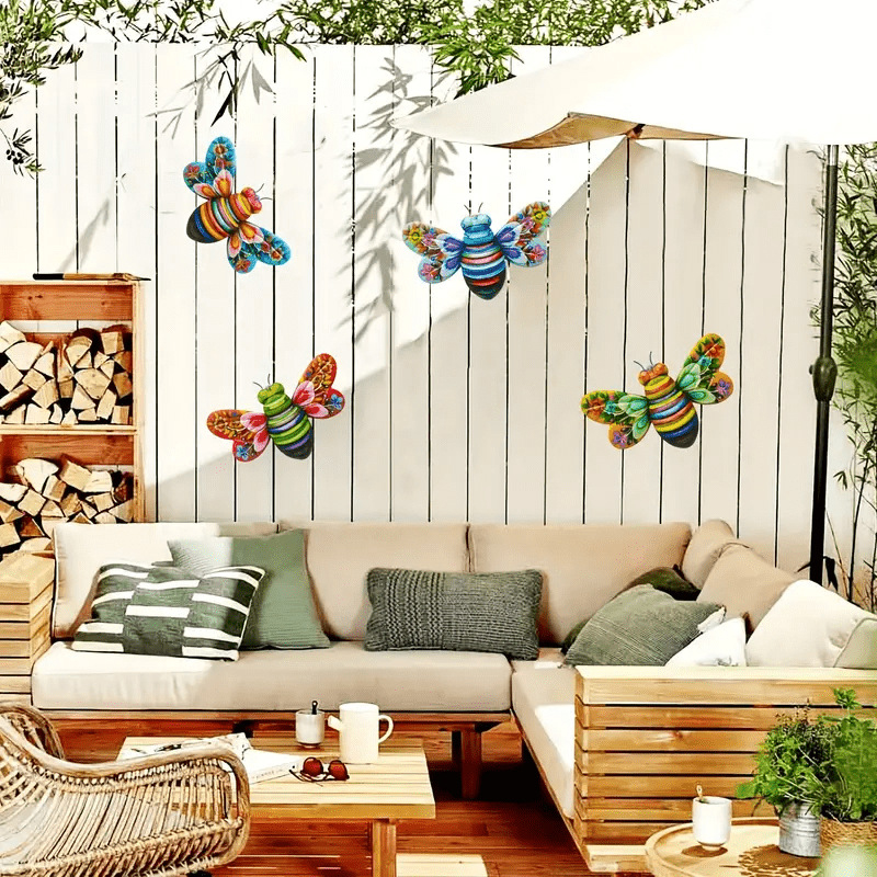 Nieuw Huis Muur Decor Metalen Bijen Muur Decor, Bijen Tuin Bloem Kunst Decoraties, Outdoor Bijen Opknoping Patio Decor