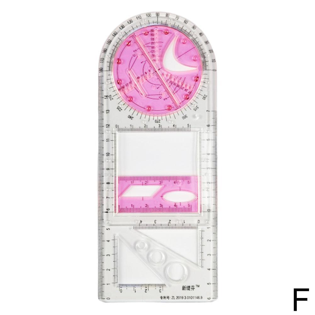 Multifunctional Geometric Ruler Geometric Drawing Template Measuring Tool For School Office Architecture Supply Rulers U2y6: F