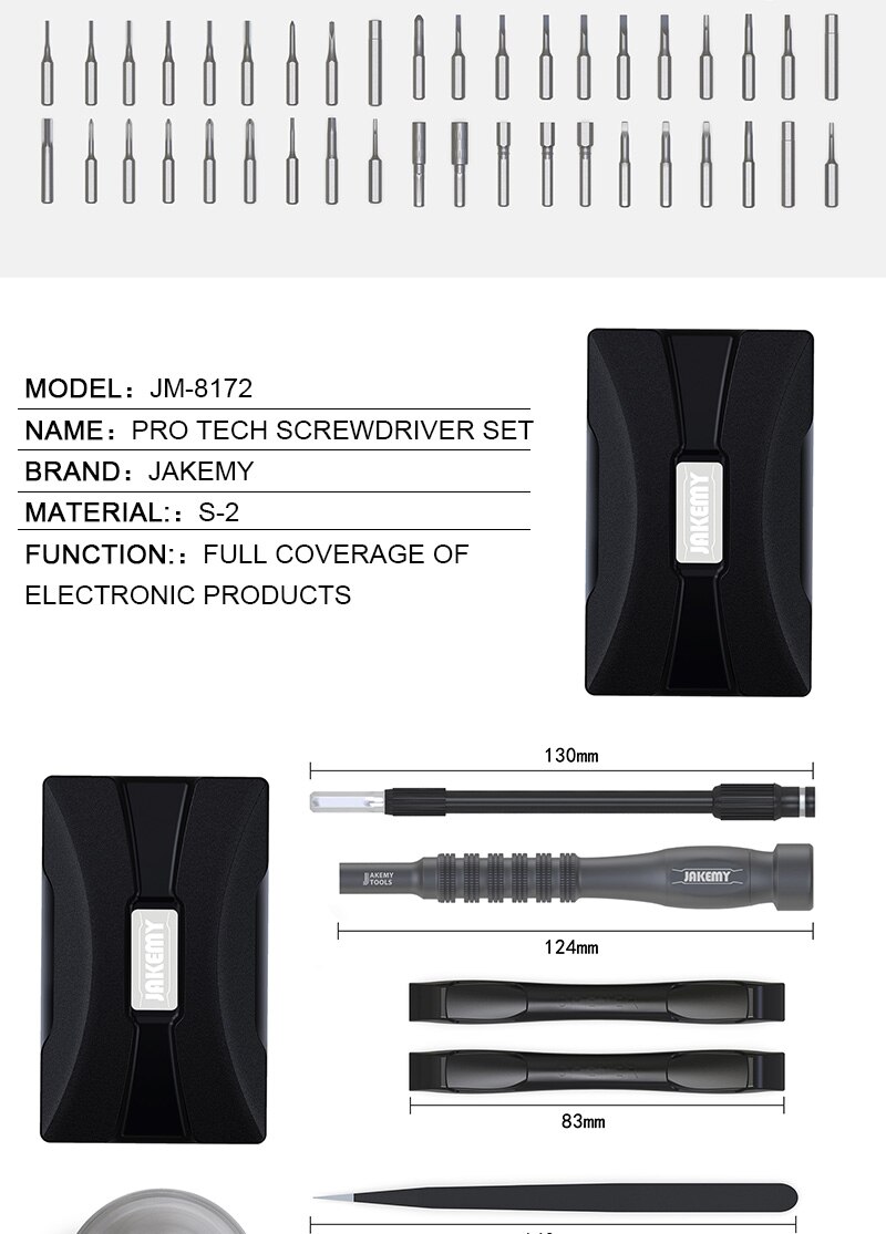 Jakemy Screwdrive Precisie Magnetische Schroevendraaier Set Voor Ip Tablet Mobiele Telefoon Reparatie JM-8170 JM-8172 Gereedschap Kit