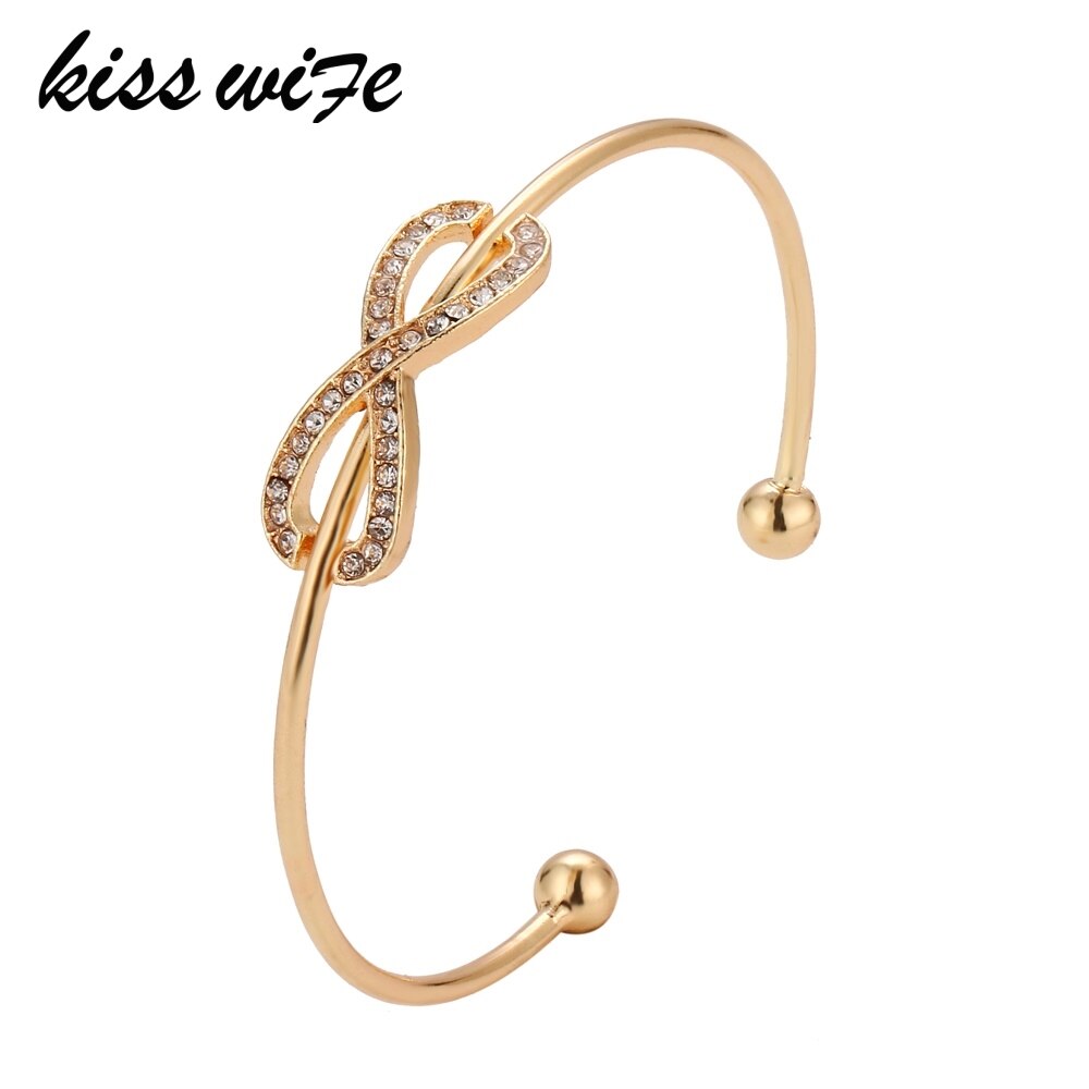 Kisswife Een Directe Verkoop Persoonlijkheid Eenvoudige Armband 8 Woord Open Verstelbare Lichtmetalen Armband Voor Vrouwen Mode Armband