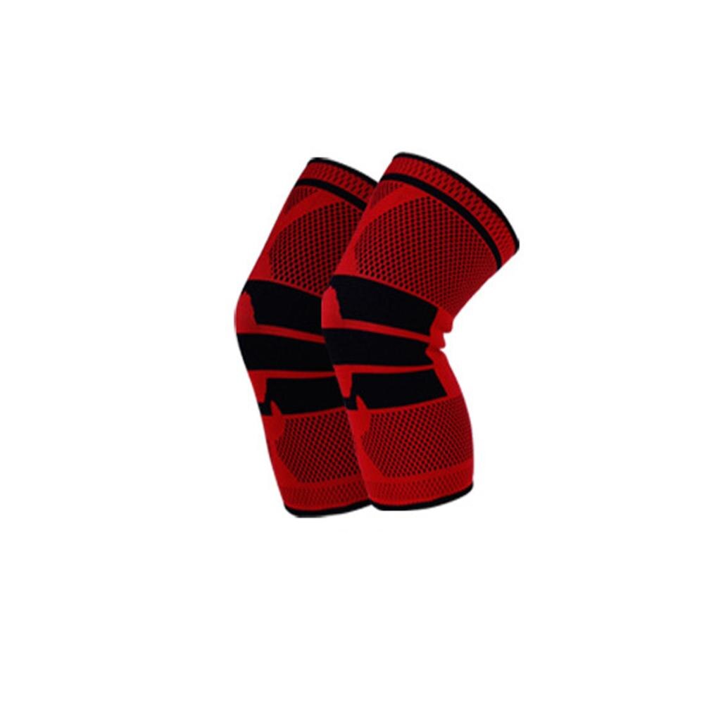 1 pcs Knee Patella Protector Brace Silicone Spring Knee Pad Basketball Running Compression Knee Sleeve Support Sports Kneepads: Red / L
