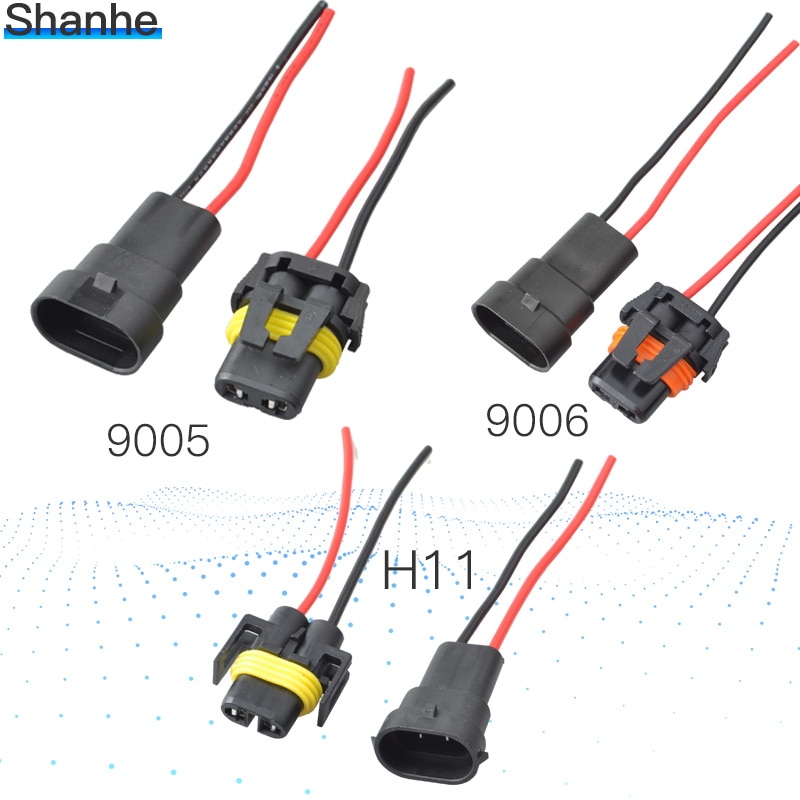 Connecteur automatique étanche H11 à 2 broches, fiche mâle femelle avec fils, 9005 9006