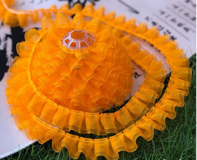 Sprzedam przez podwórze, 8 kolorów dostępnych, podwójna warstwa organzy zakładka wykończenia sukni ślubnej, suknia balowa, lalka # PT2020002: pomarańczowy