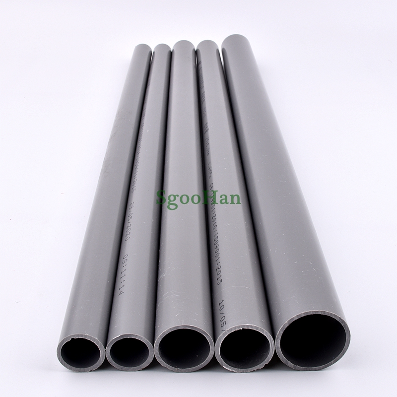 1PC OD 20/25/32mm UPVC Aquarium Fish Tank Pipe Home Garden DIY Shelf Tube Irrigation Watering Fittings 49~50cm Long: grey / 1/2''