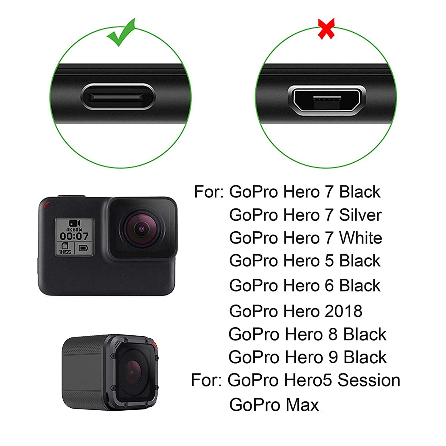 MAXCURY USB Typ C Schnelle Ladung Datum synchronisieren Kabel für Gopro Held5/6/7/8/9 USB C extra Lange 10ft kabel für Gopro Held Gopro Max