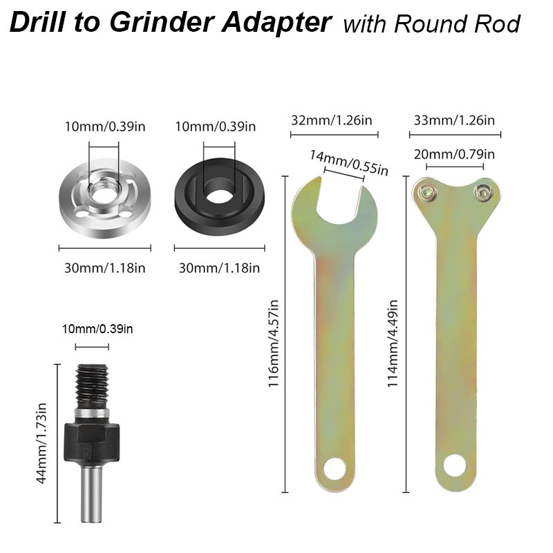 Angle Grinder Adapter For Electric Power Drill Converter Attachment Flange Nut Parts Set Connect Rod Disc Wheel Arbor Mandrel: Bronze