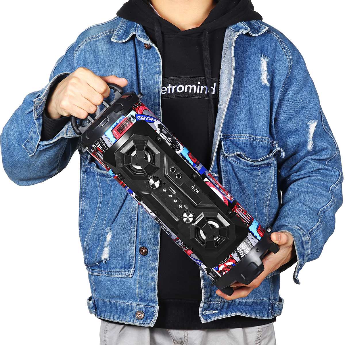 20W Hifi Portable Bluetooth Speaker Outdoor Handsfree Tf Fm Aux-In Super Bass Speaker Soundbar Met Telefoon Houder met Mic