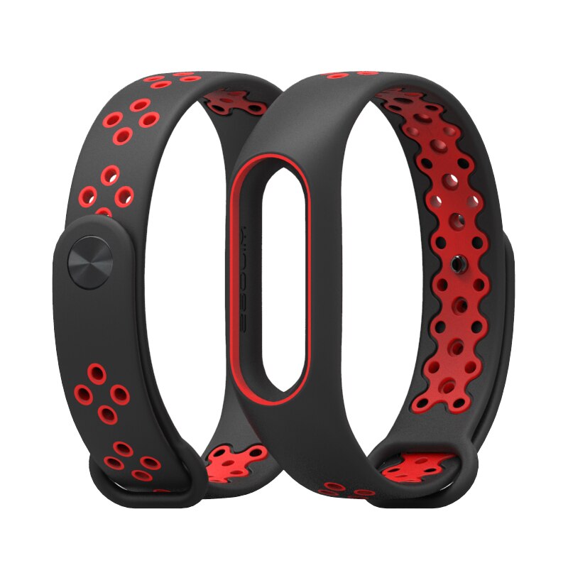 Mijobs Mi Band 2 Strap Bracelet Wrist Strap for Xiaomi Mi Band 2 Smart Watch Miband 2 Accessories Bracelet Sport Silicone Strap: Black and Red