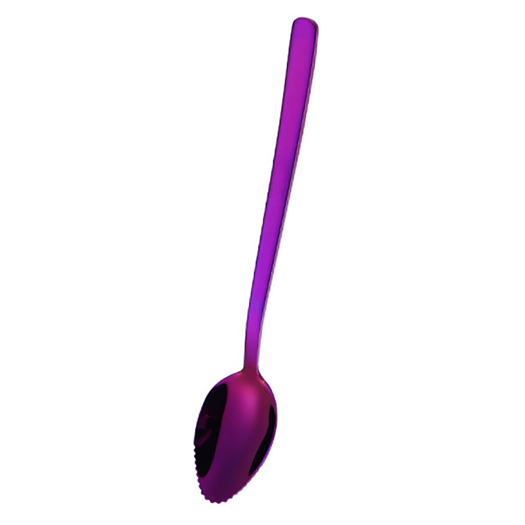1 pc Colorful Handle Spoons Drink Tools Kitchen Gadget Fruit Food Scraping Aid Kitchen Restaurant Bar Supplies HX0812: Purple 