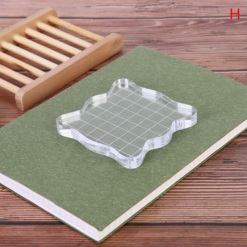 Acrylic Block Pad Clear Photo Album Decor Student Stickers Seal Stamp Block Handmade DIY Crafts Tools For Color Process: H