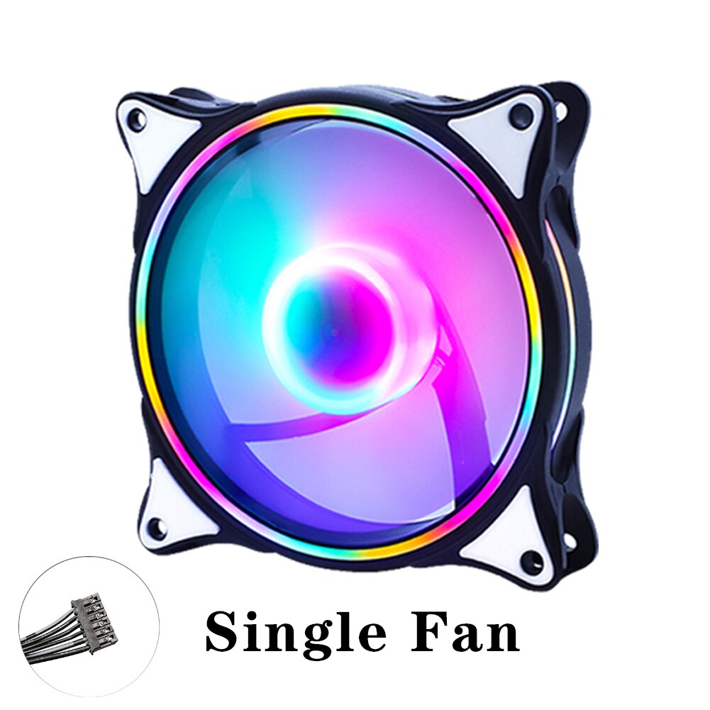 WOVIBO-Ventilador ARGB SYNC RGB de 120mm, Ventilador de refrigeración arcoíris, carcasa de ordenador, chasis, 5V, ajuste silencioso, 12cm Aura: Single Fan