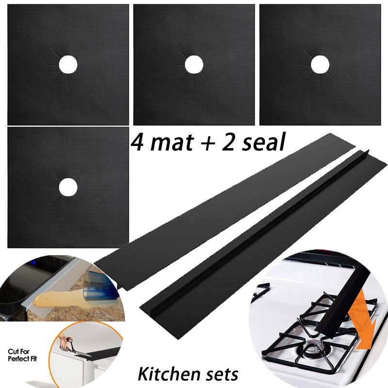 Stove Protector 1/4Pcs Cover Liner Gas Stove Protector Gas Stove Stovetop Burner Protector Kitchen Accessories Mat Cooker Cover: B6pcs