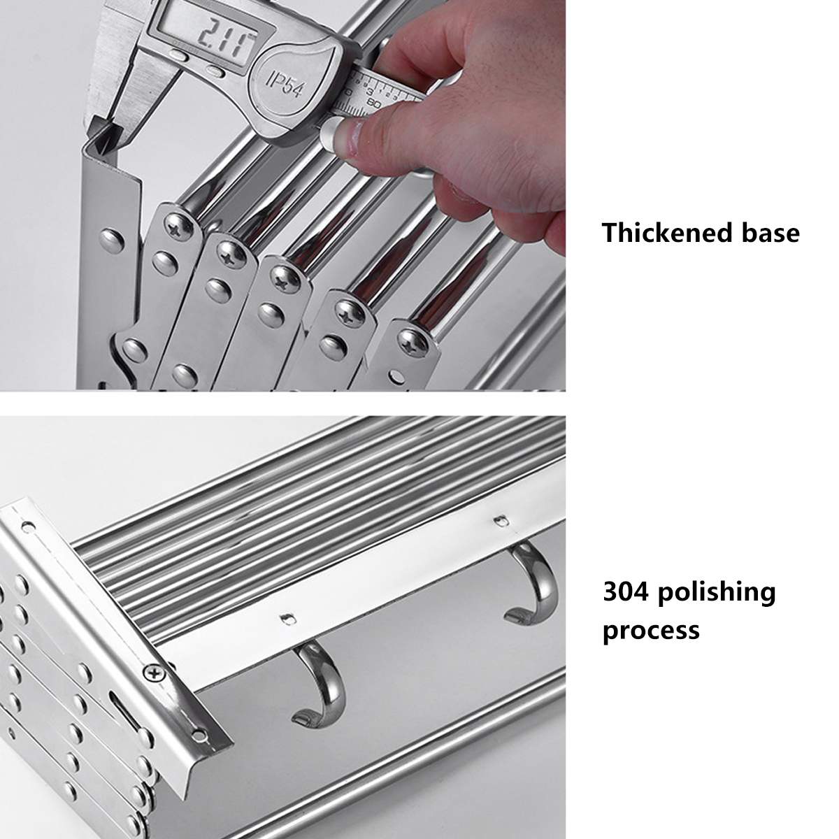 Stainless Steel Towel Racks Movable Telescopic Folding Rack Towel Holder Shelf Wall Mount Drying Rack for Toilet Bathroom