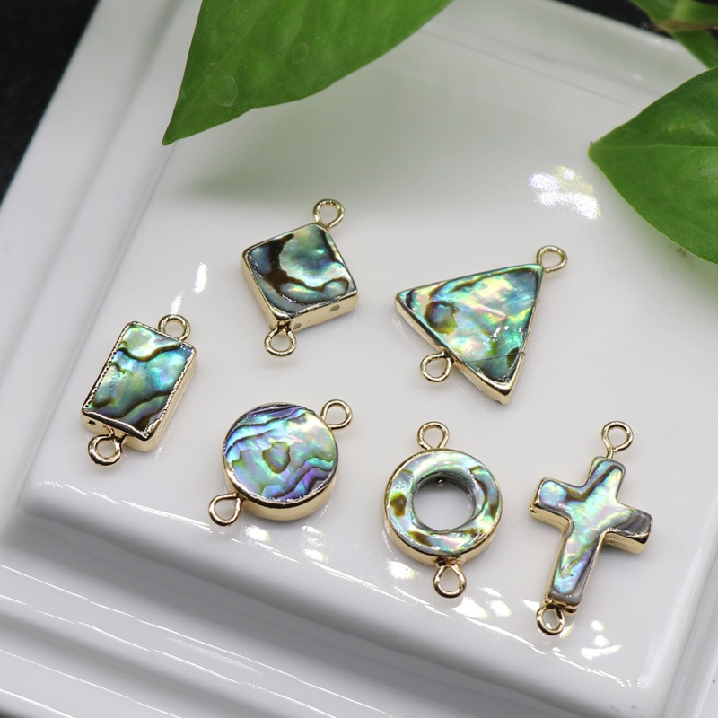 Rock Jewelry Accessories DIY Beaded Connectors Pendants Heart Star Cross Charm Natural Abalone Shell Mother of Pearl Pendants