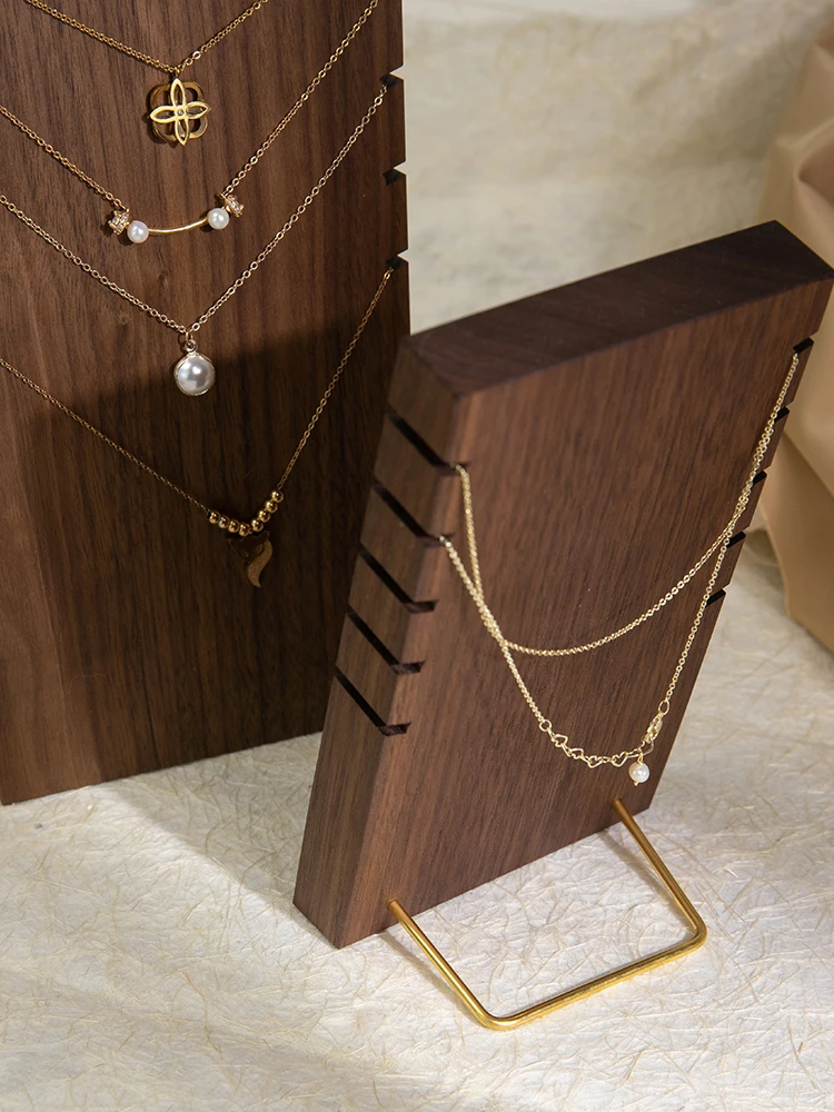 Walnut Jewelry Display Stand Necklace Display Stand Wooden Multiple Pendants Easel Showcase Display Holder for Necklaces