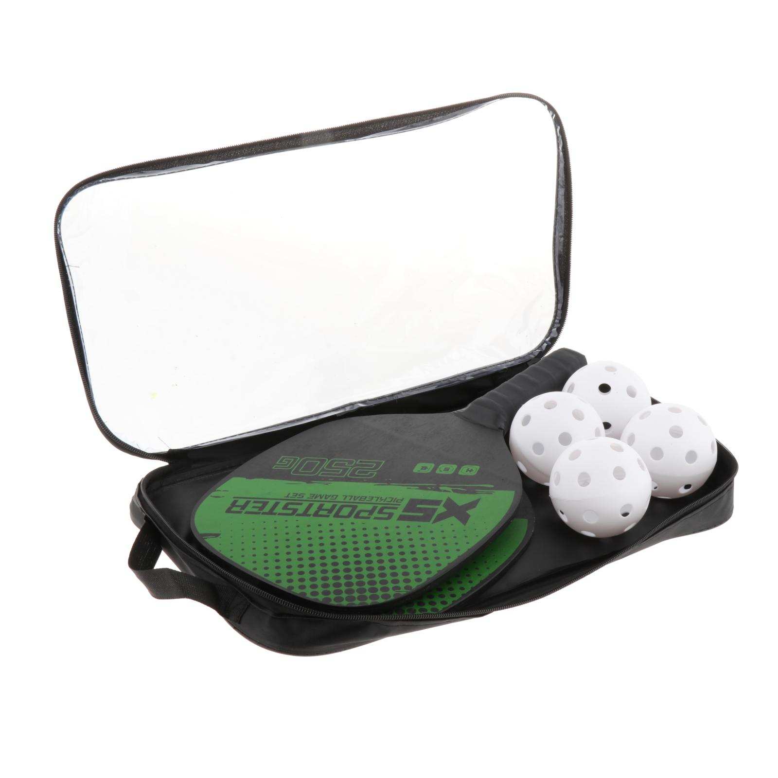 Deluxe Pickleball Paddles Set Includes 2 Rackets 4 Balls And Portable Bag