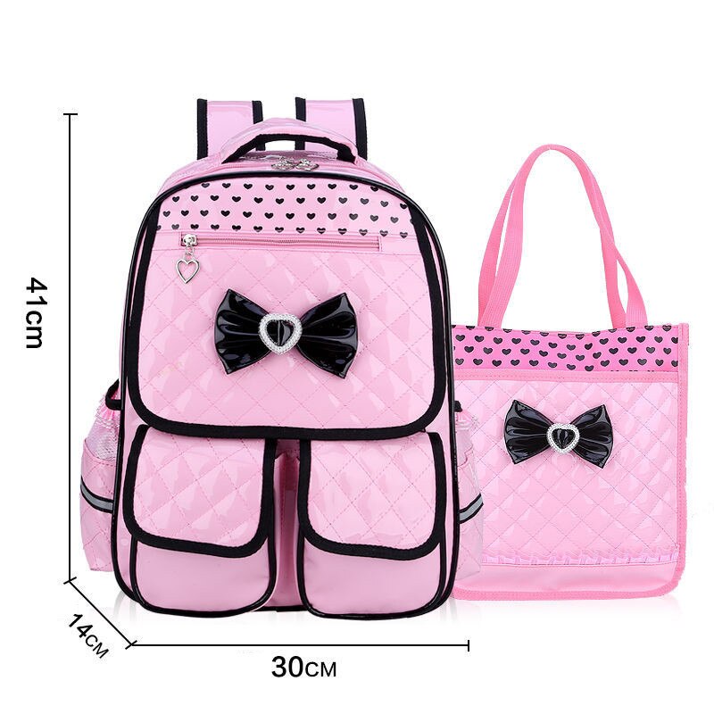 2 stuks/sets schooltassen voor kinderen, rugzakken voor meisjes, waterdichte pu-rugzakken, schooltassen voor kinderen, prinsessenrugzakken, mochila infantil: Groot 2 stuks roze