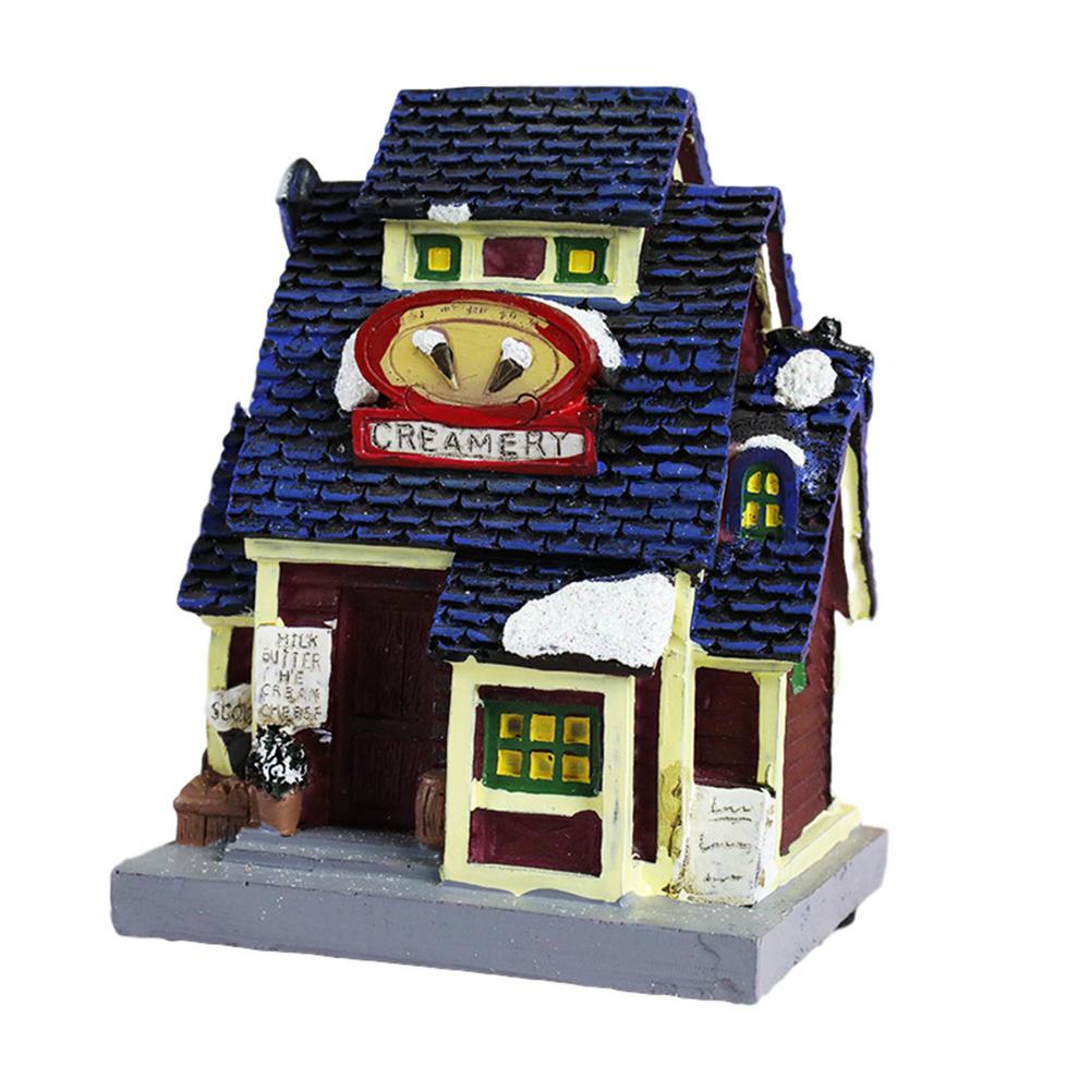 Christmas Decorations Lighthouse Christmas Scene Village Houses Town With Warm White Dream European Style Snow House Kids 1