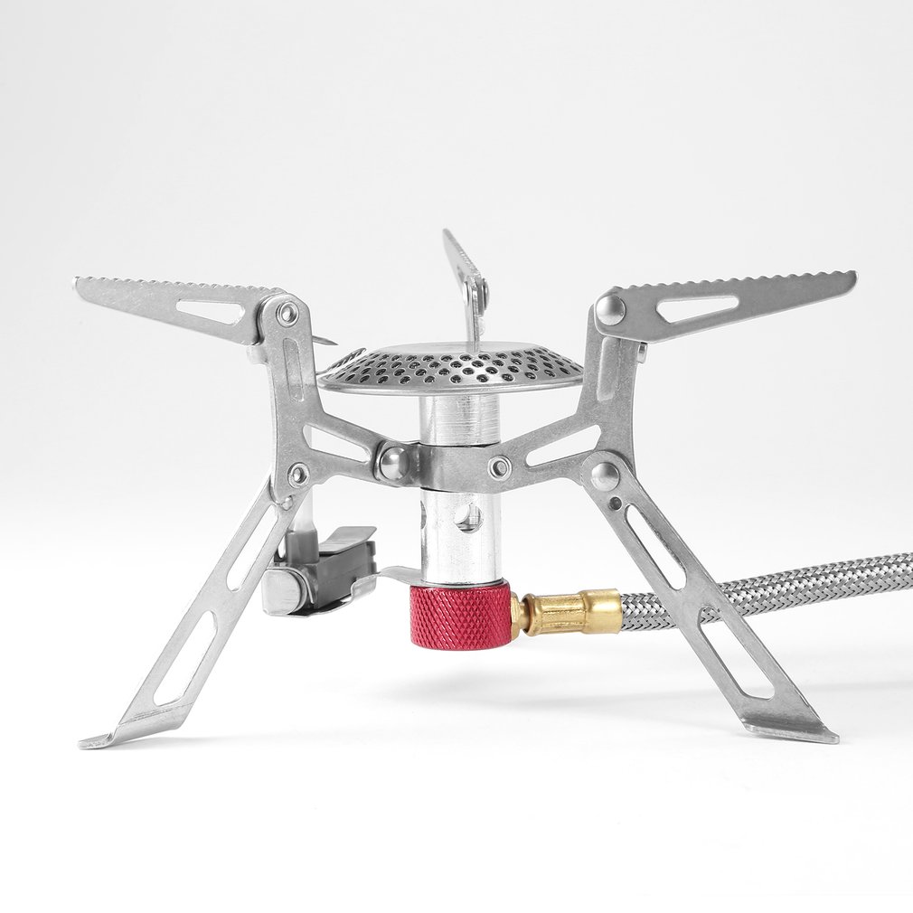 Strong & Sturdy Ultralight Aluminum Alloy Stainless Steel Outdoor Burn Camping Gas powered Stove with Piezo Ignition Hiking