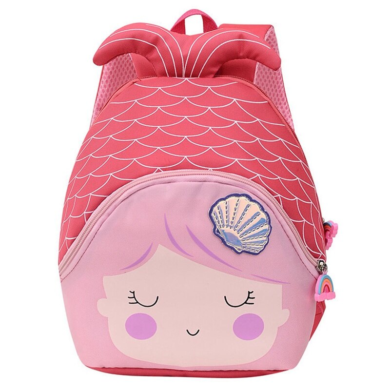 Cartoon Mermaid Child Girl Backpack Fishtail Cute Mini School Bag Kindergarten Schoolbag Shoulder Bag For Kids: RD