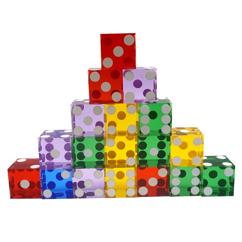 5pcs/set High-grade Acrylic Transparent Dice Six Sided D6 19mm Game Dice with Razor Edges