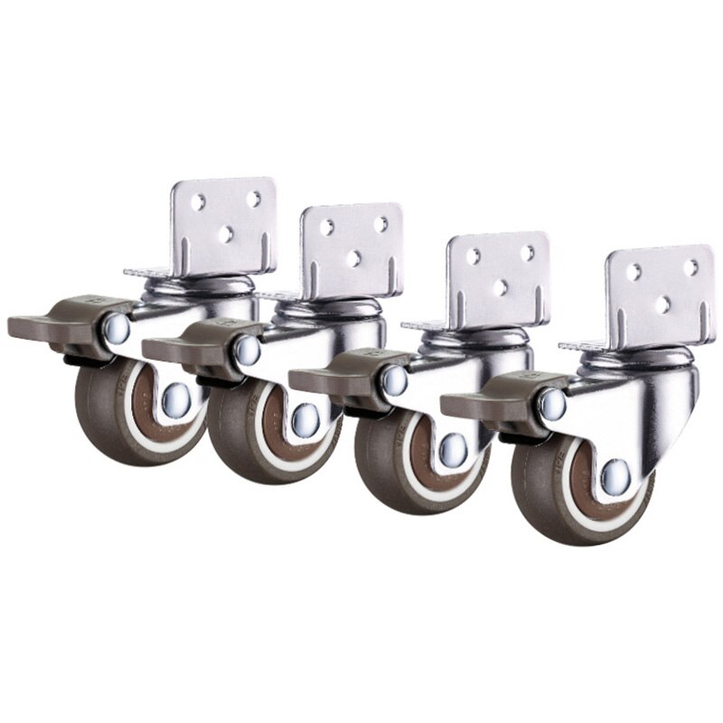 4Pcs Meubelwielen Wielen Zachte Rubber Roller Met Rem Mute Swivel Wielen Voor Moving Meubels Stoel Trolley Baby Wieg bed: 1inch / With brake