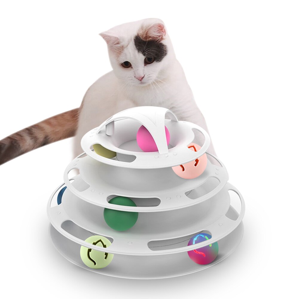 Damian-Wiklina Rieten drie niveaus huisdier toren katten/hond bed mand - donkere kleur - kussens (beige kussens