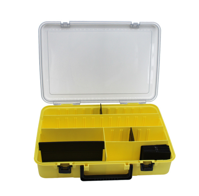 Large-Capacity Double-Layer Fishing Tackle Box Multifunction Carp Fishing Accessory Storage Box Portable Fishing Bait Box: Single Layer Yellow