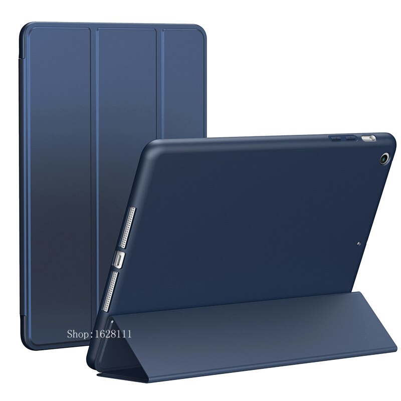 Case Voor Ipad Air 1 Release A1474 A1475 A1476 Smart Pu Leather Cover Magnetic Auto Sleep Wake Case Siliconen tpu Shell: Dark blue L FW Air1