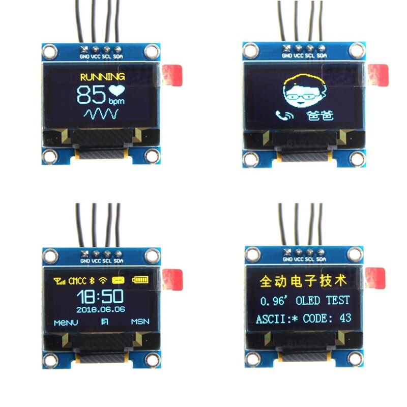 0.96 tommer iic  i2c seriel gnd 128 x 64 oled lcd led display modul ssd 1306 til arduino kit blå skærm