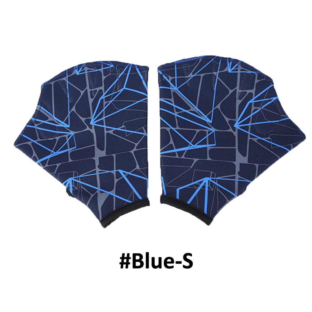 1 para pływanie ręka Finger Fin nauka pływanie akcesoria do basenu Finger Wear Flippers szkolenia rękawice do nurkowania basen kąpielowy wiosła: Blue-S